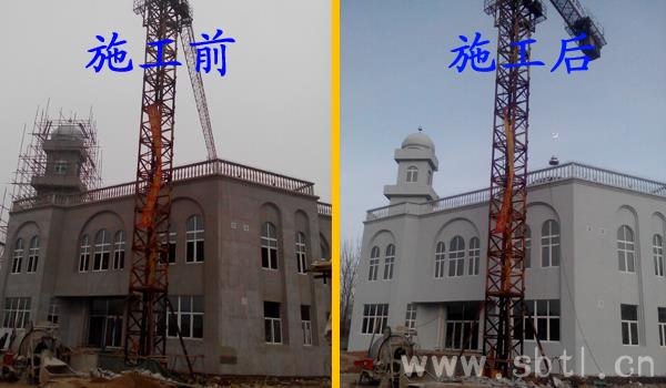 沈陽(yáng)外墻彈涂壓扁施工案例平羅鎮(zhèn)清真寺
